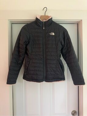 The North Face Girls L 14/16 reversible jacket navy blue/pink quilted coat